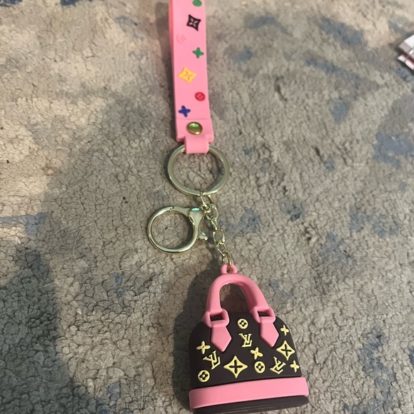 Louis Vuitton Pink and Brown Bag Charm Keychain - Picture 1 of 2